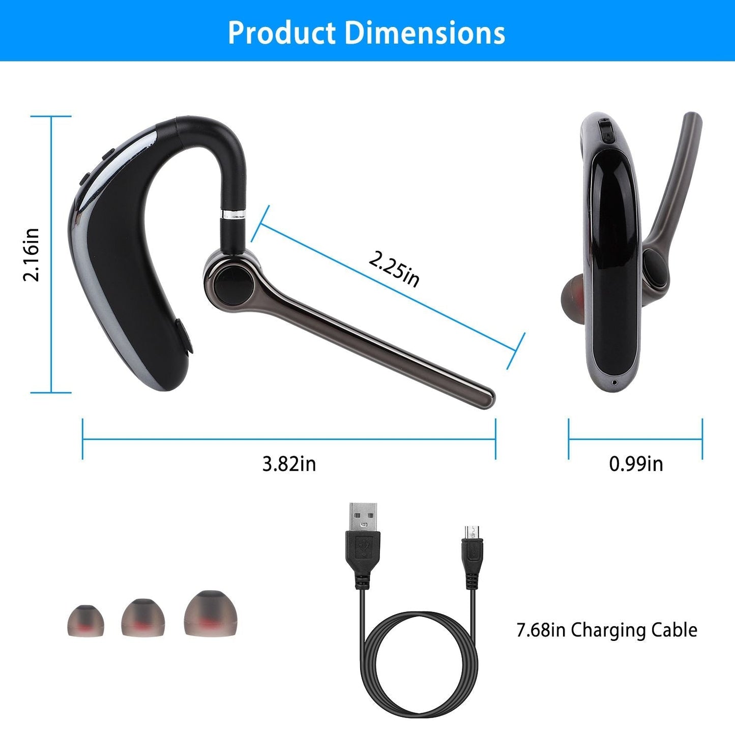 Wireless V5.0 Earpiece ENC Driving Earbuds 180° Rotatable Left Right Ear Fit Earphone For Business Driving Running - Brian Marshalls Electronics