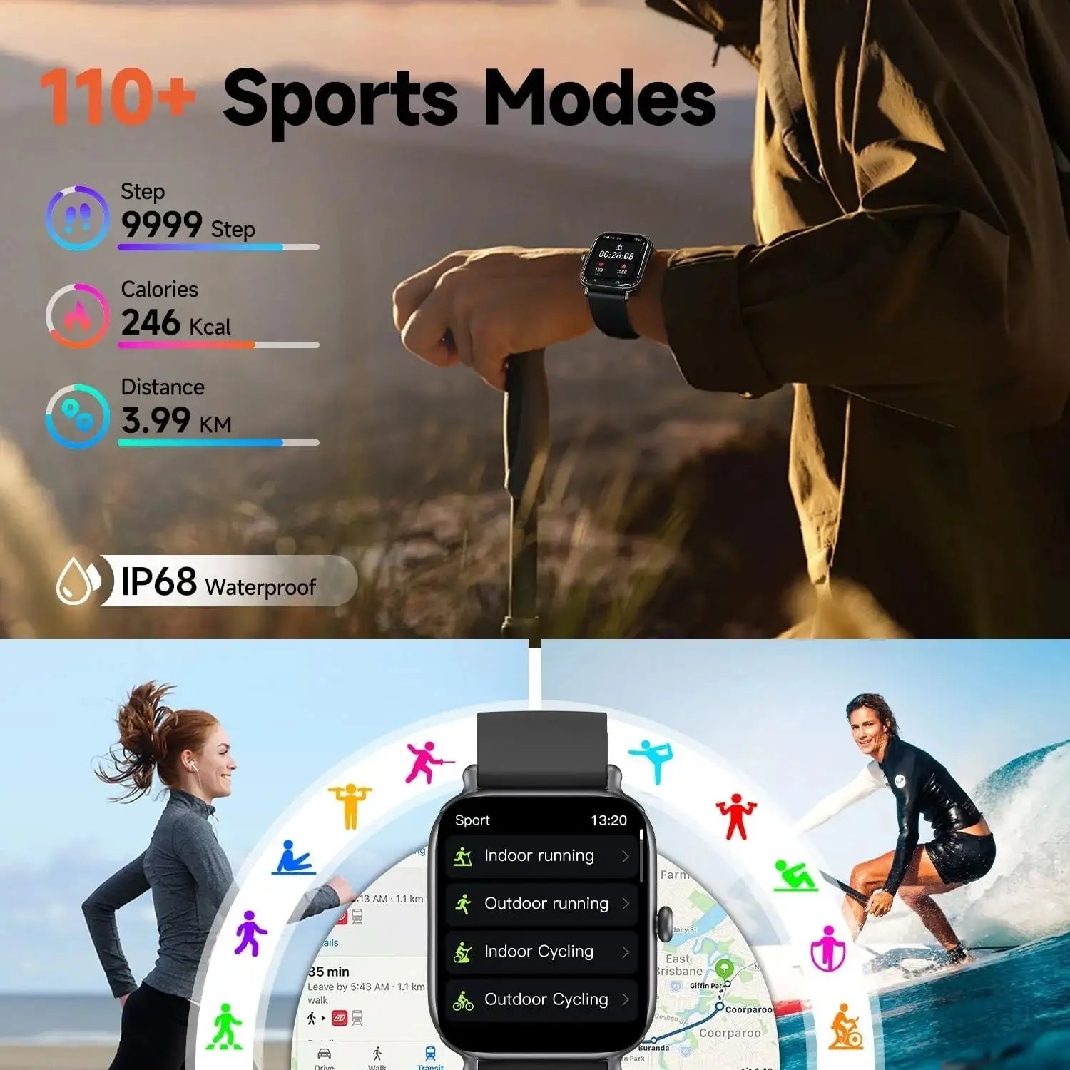 2025 Smart Watch for Men Women, 2.0 Inch HD Large Screen Bluetooth Calling Fitness Tracker with Heart Rate Sleep Monitor, IP68 Waterproof 100+ Sports Modes for Running Gym Hiking Activity Tracker - Brian Marshalls Electronics