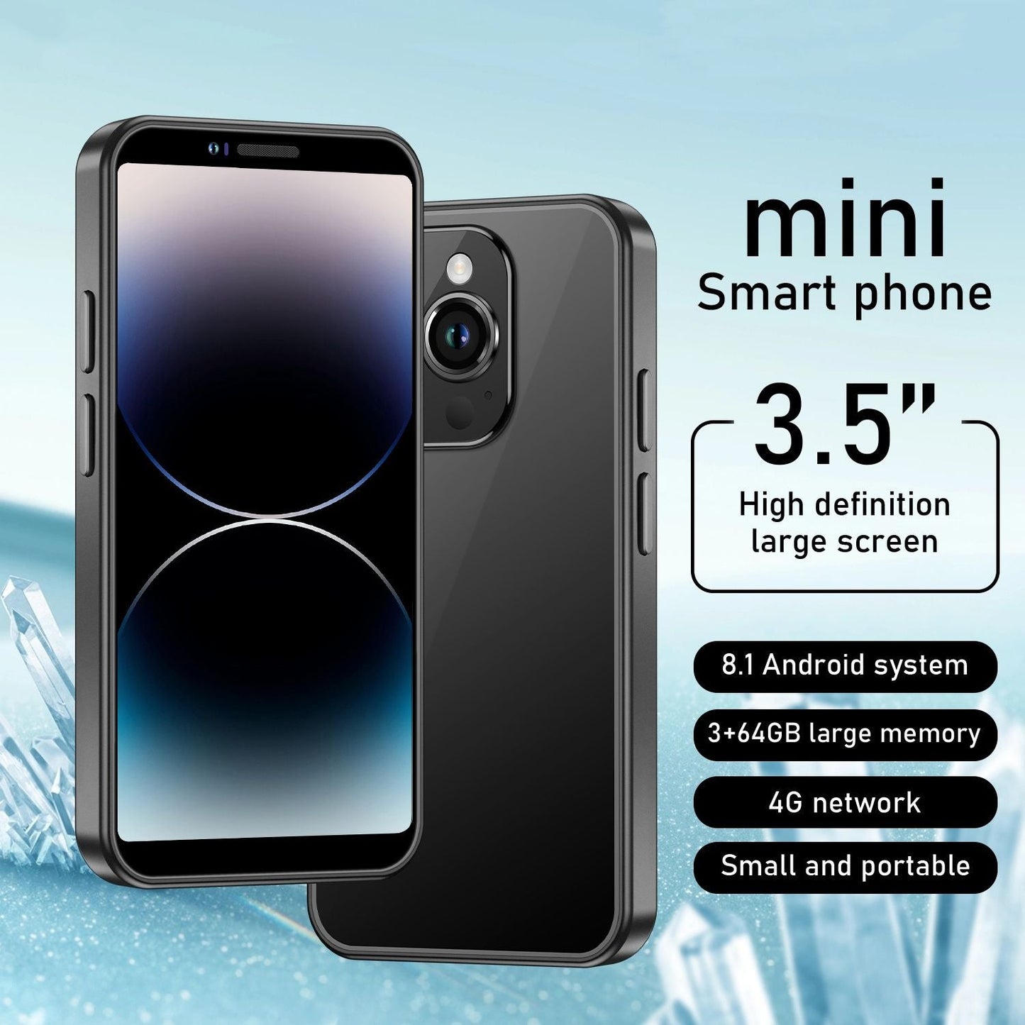 3+64GB i16 Mini Smartphone 3.5HD Screen Pocket Phone Black - Brian Marshalls Electronics