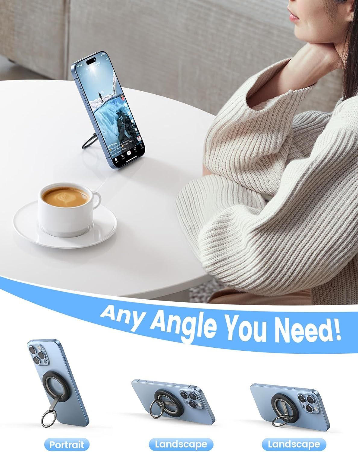 MagSafe Magnetic Phone Ring Grip - 360 Rotation Finger Holder Stand - Brian Marshalls Electronics