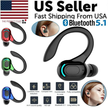 New Bluetooth 5.1 Headset Wireless Earbuds Earphones Stereo Headphones Ear Hook - Brian Marshalls Electronics