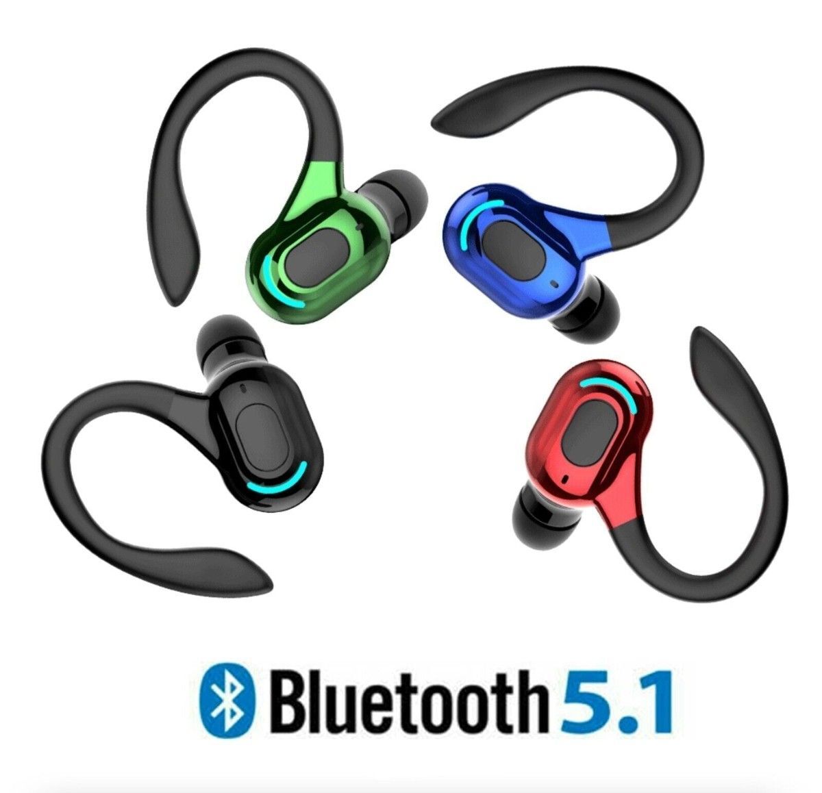 New Bluetooth 5.1 Headset Wireless Earbuds Earphones Stereo Headphones Ear Hook