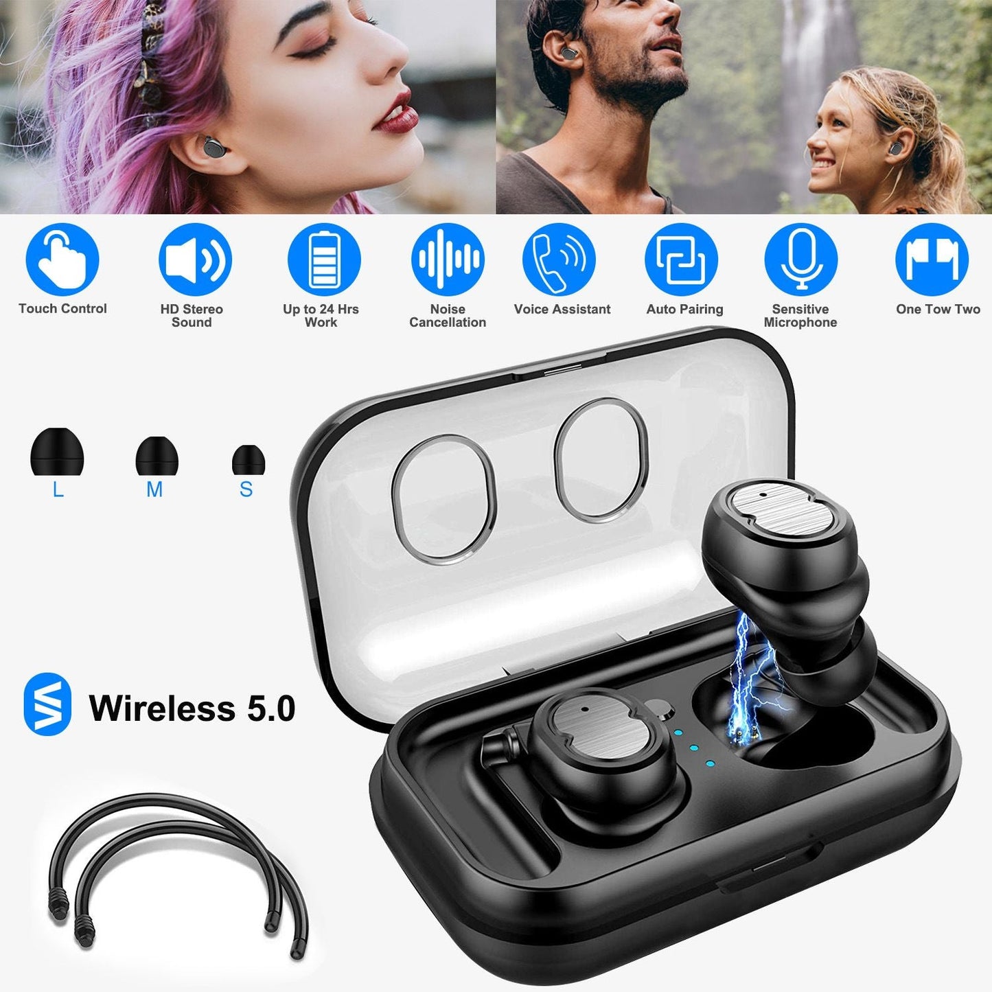 TWS wireless earbuds Bluetooth 5.0 noise cancelling in - ear earphones - Brian Marshalls Electronics
