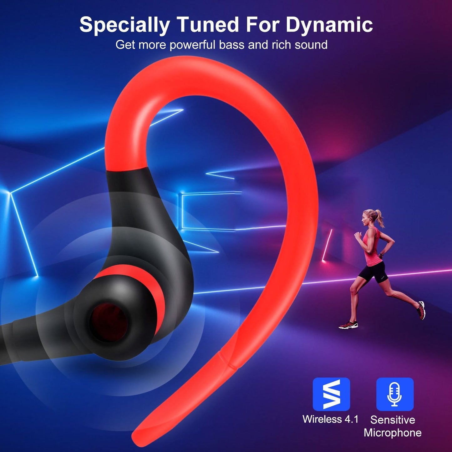 Wireless Headsets V4.1 Sport Noise Cancelling side view