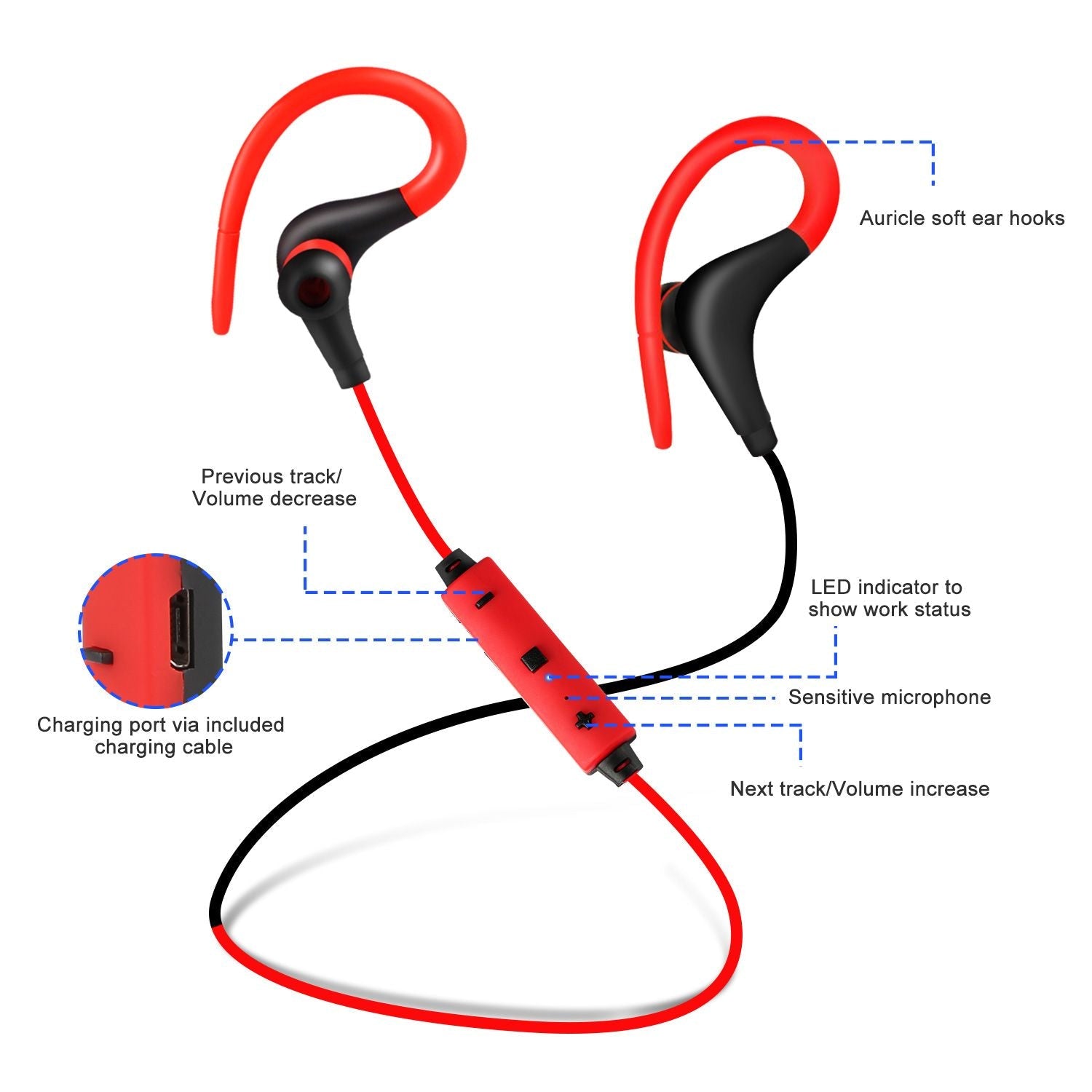 Wireless Headsets V4.1 Sport Noise Cancelling earbuds black