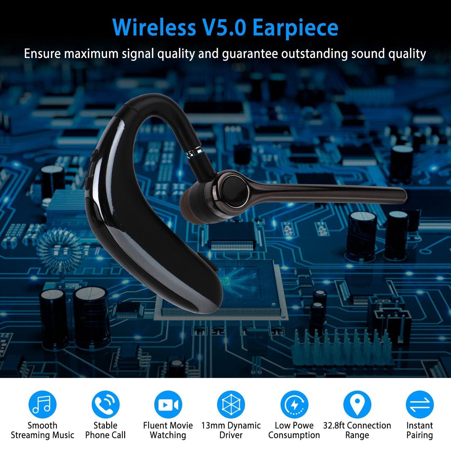 Wireless V5.0 Earpiece ENC Driving Earbuds 180° Rotatable Left Right Ear Fit Earphone For Business Driving Running - Brian Marshalls Electronics